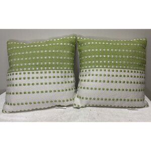 Mina Victory Accent Throw Pillow Stitched Stripe Green Set Of 2 Removable Cover